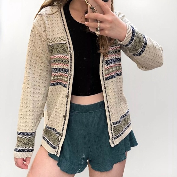 Vintage Northern Reflections Fair Isle Grandpa Button Cardigan Women’s - Picture 2 of 10